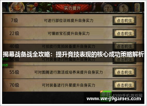 揭幕战备战全攻略：提升竞技表现的核心成功策略解析